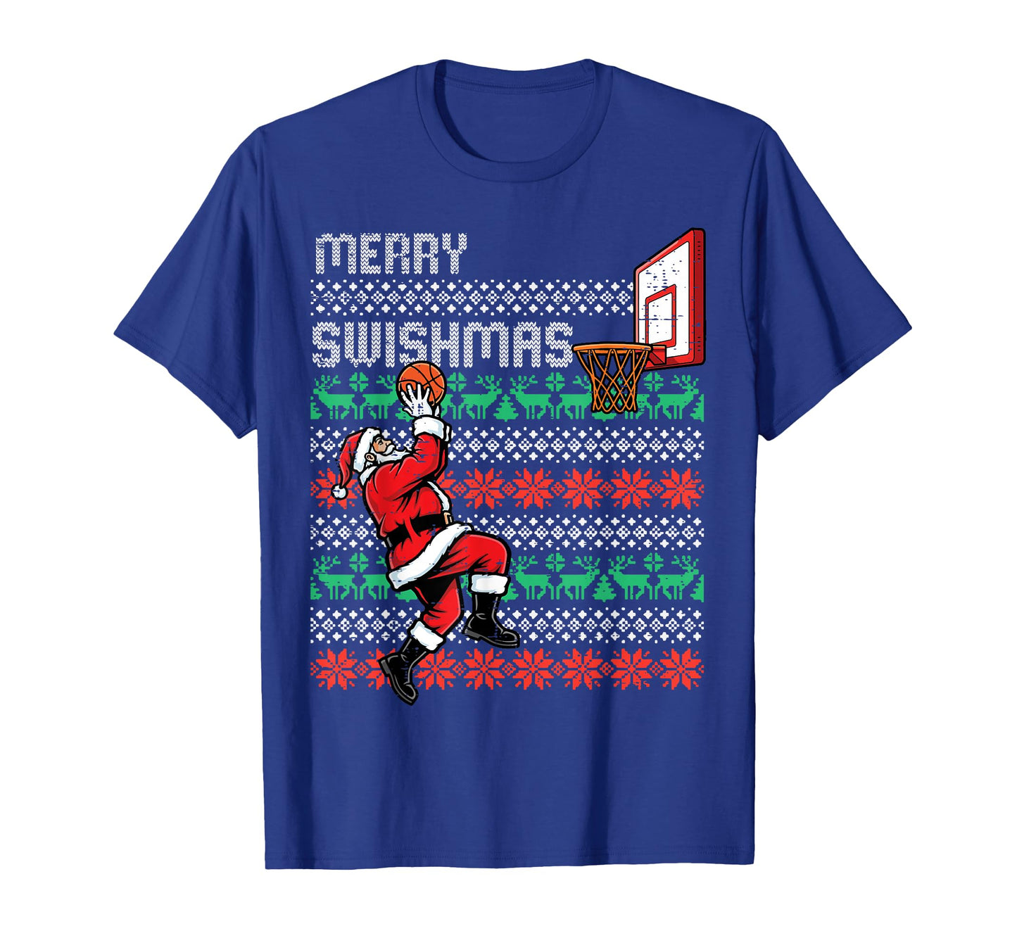 Christmas Santa Basketball Merry Swishmas Xmas Men Boys Kids T-Shirt