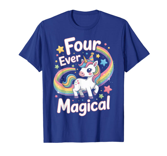 Four Ever Magical 4 Years Old Unicorn Kids 4th Birthday T-Shirt