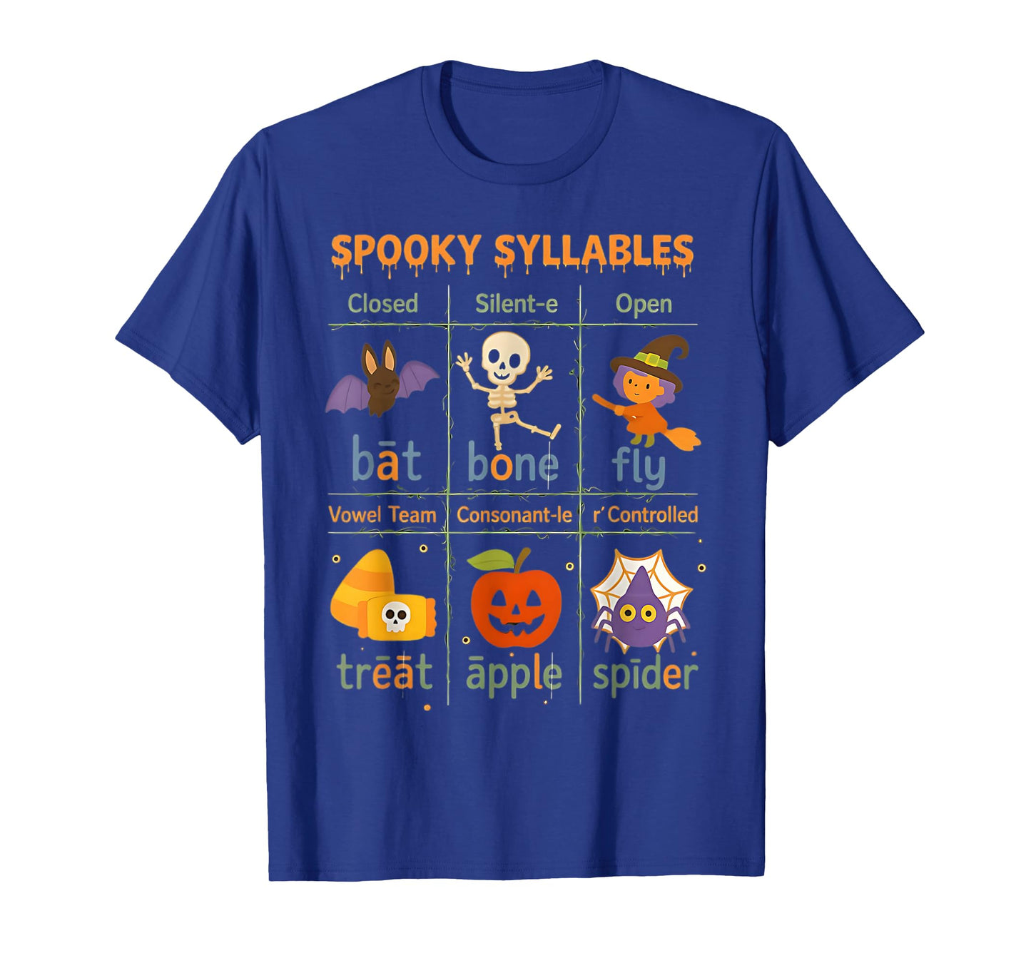 Spooky Syllables Teacher Funny Halloween Educational Kids T-Shirt