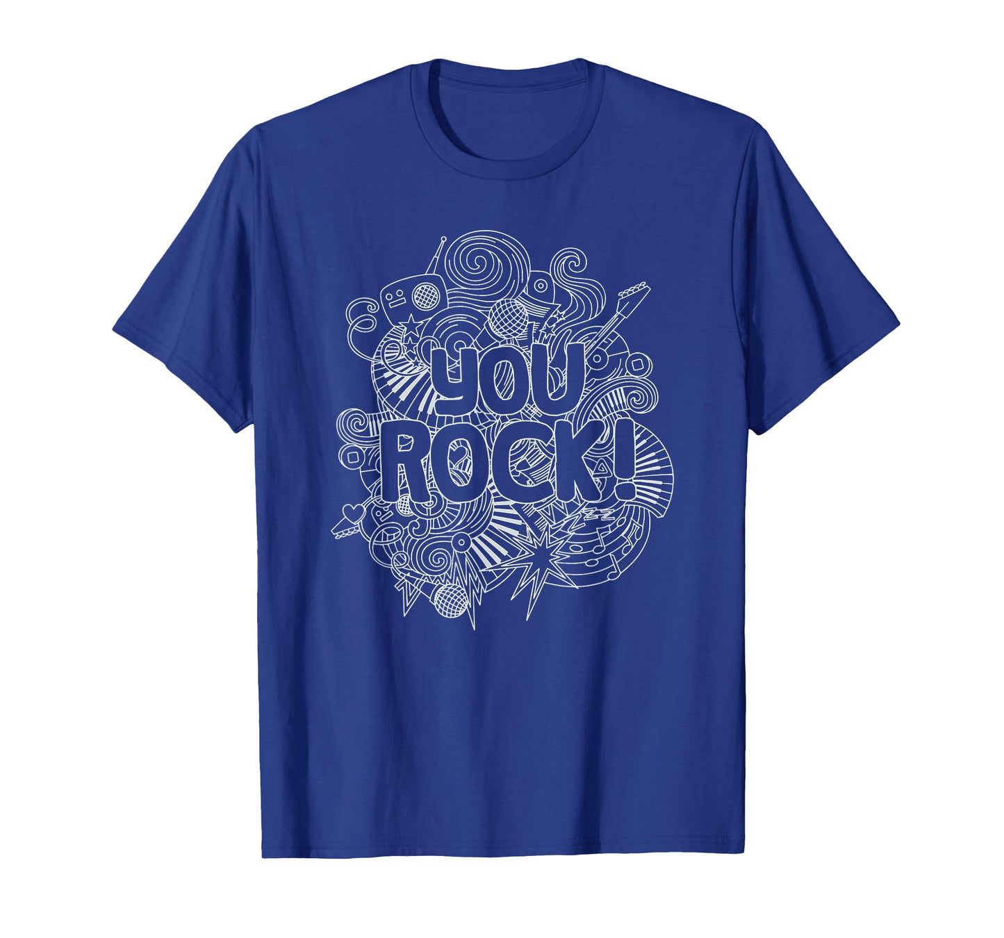 You Rock Music-Themed Coloring Page Style White Line Art T-Shirt