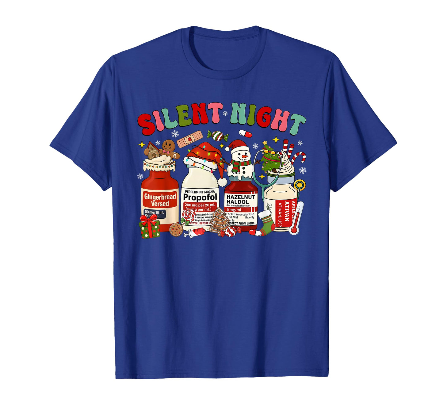 Xmas Nurses Funny Silent Night Christmas ICU Nurse Propofol T-Shirt