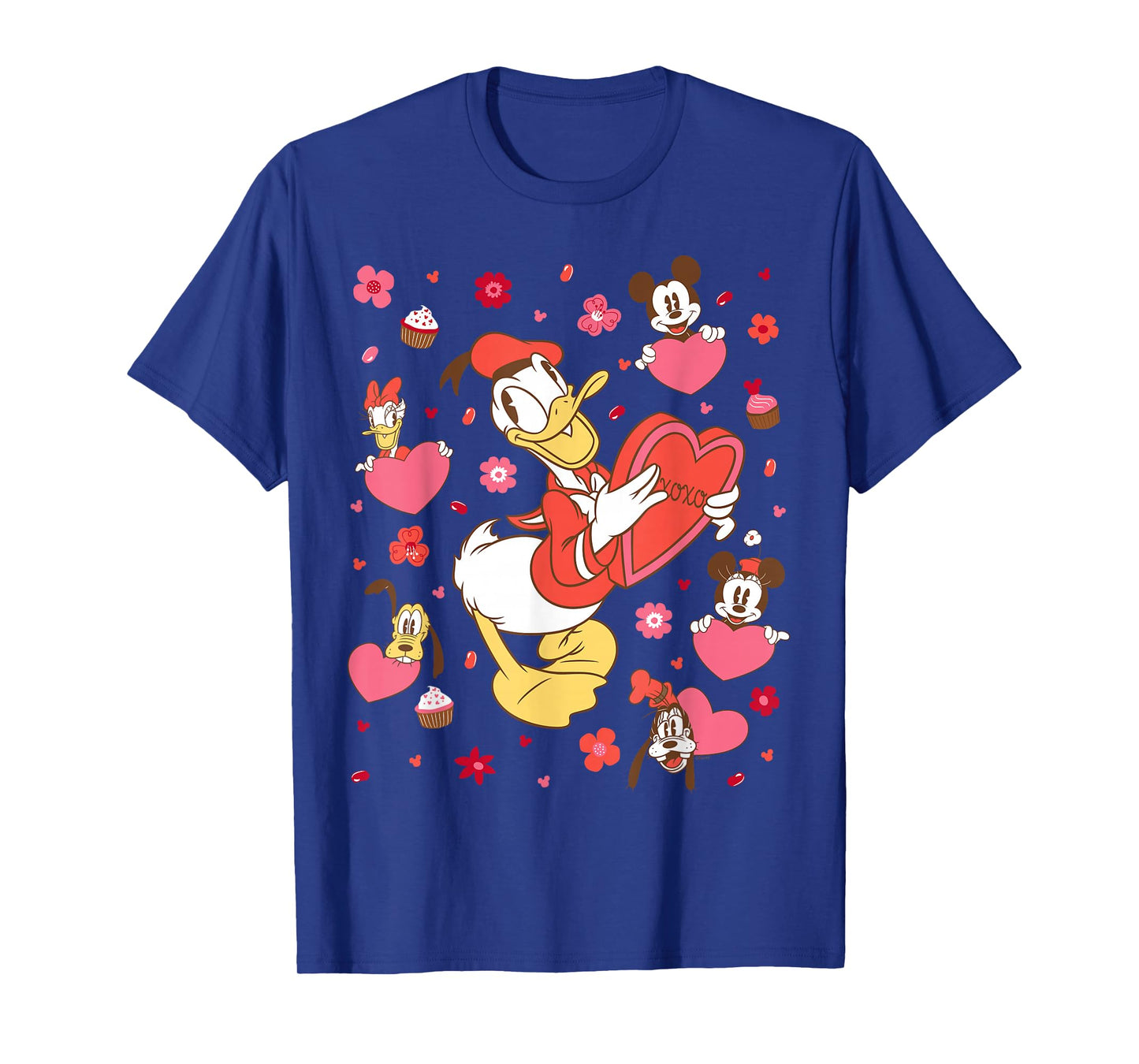 Disney Donald Duck & Friends Valentine's Day Retro Hearts T-Shirt