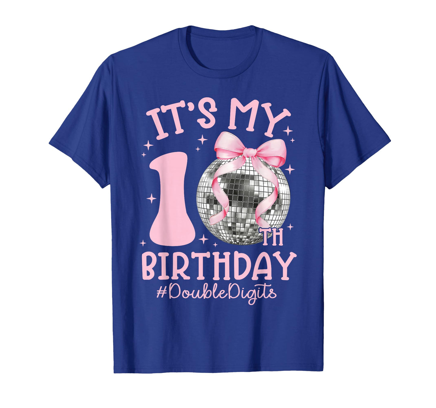 It's My 10th Birthday Girl Double Digits Bow Disco Ball T-Shirt