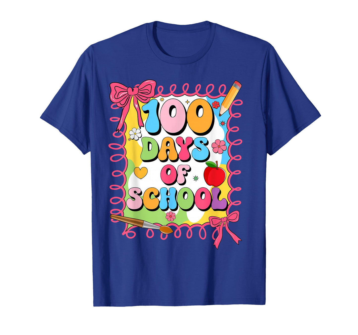 100 Days of School Girls Coquette Bow 100th Day of School T-Shirt