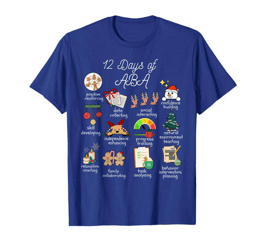 12 Day of ABA RBT Therapist Christmas Behavior Analyst Xmas T-Shirt