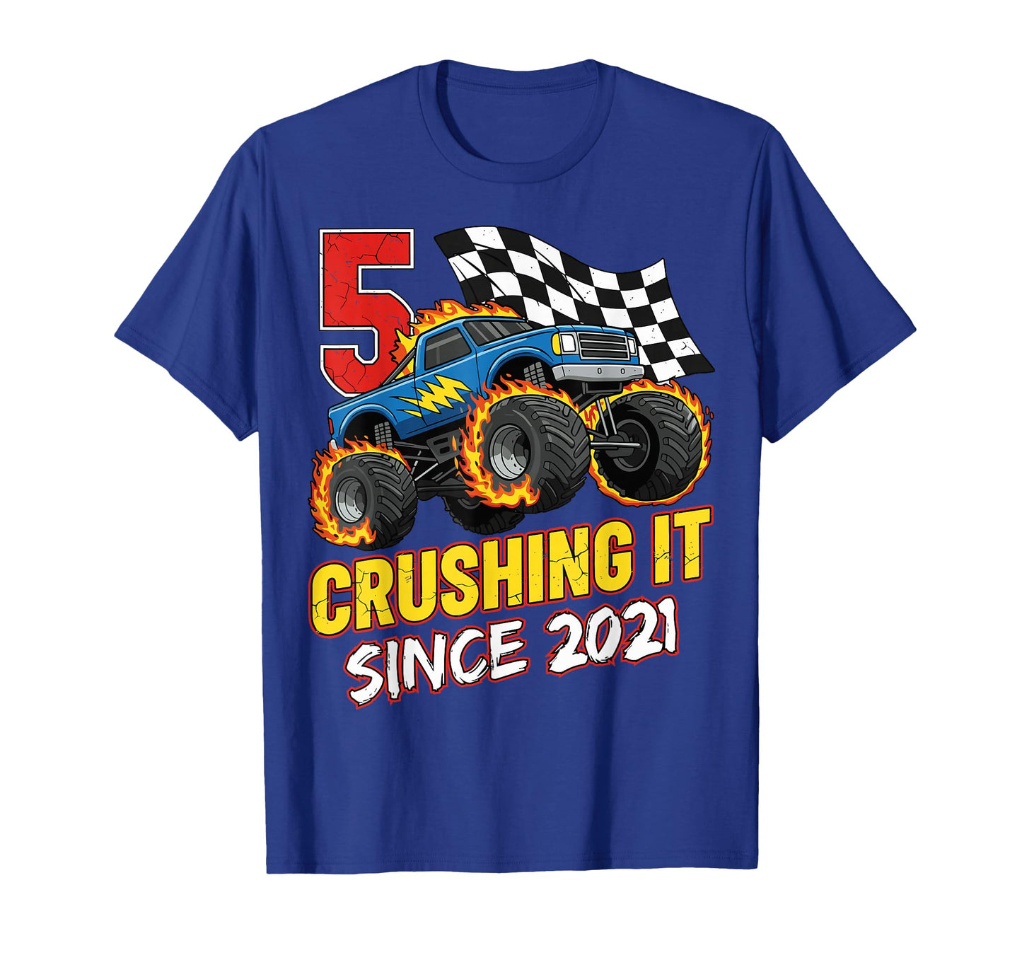 Birthday Monster Truck 5 Year Old Boys 5th Party Born 2021 T-Shirt