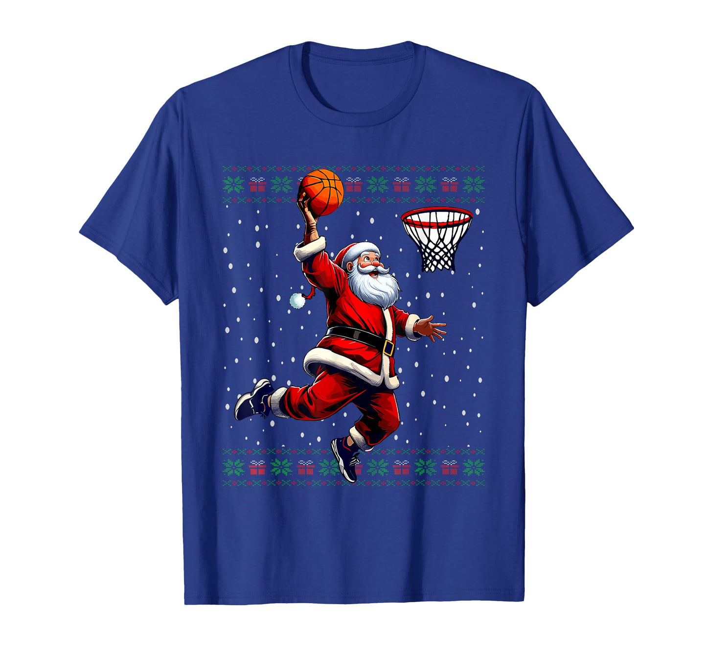 Funny Santa Basketball Ugly Christmas Sweater Men Women T-Shirt