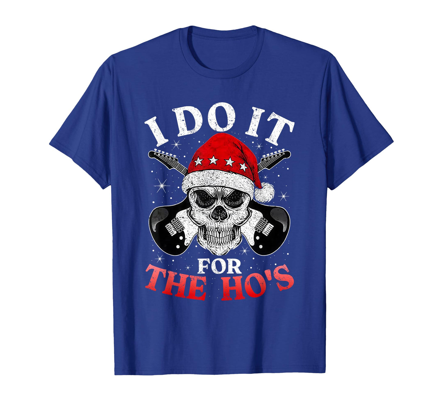 Skeleton Santa Rocker Inappropriate Funny Guitar Guitarist T-Shirt