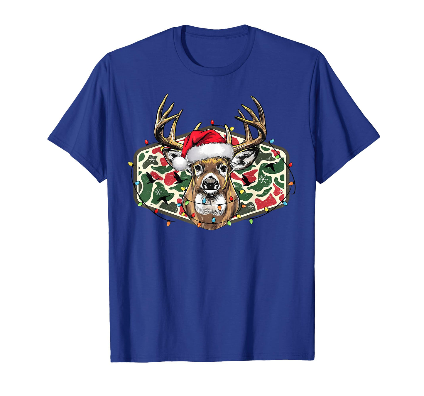 Christmas Deer Hunting Camo Merry Xmas Holiday Dad Father T-Shirt