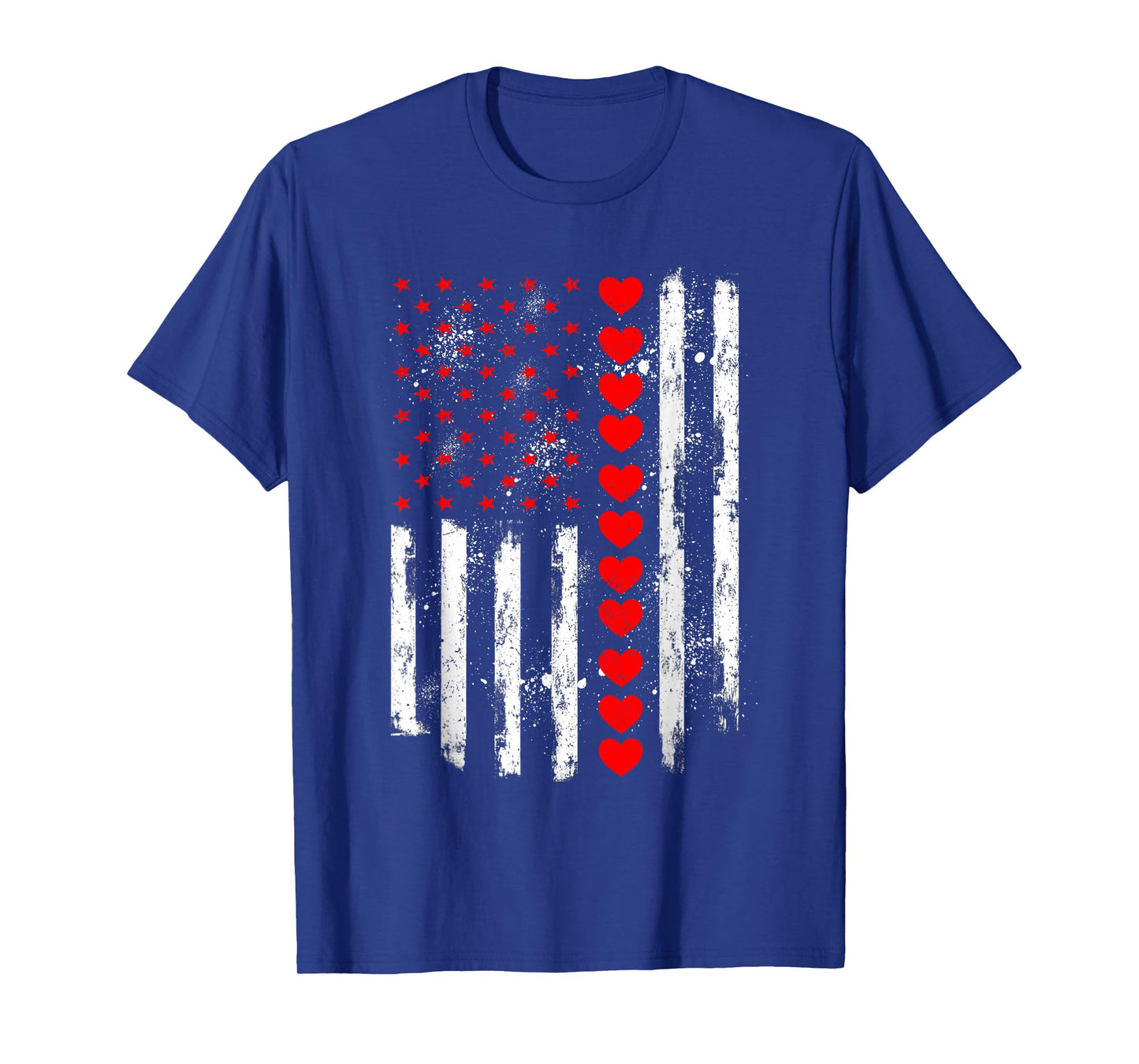 Retro Love Heart Graphic USA American Flag Valentine Men T-Shirt