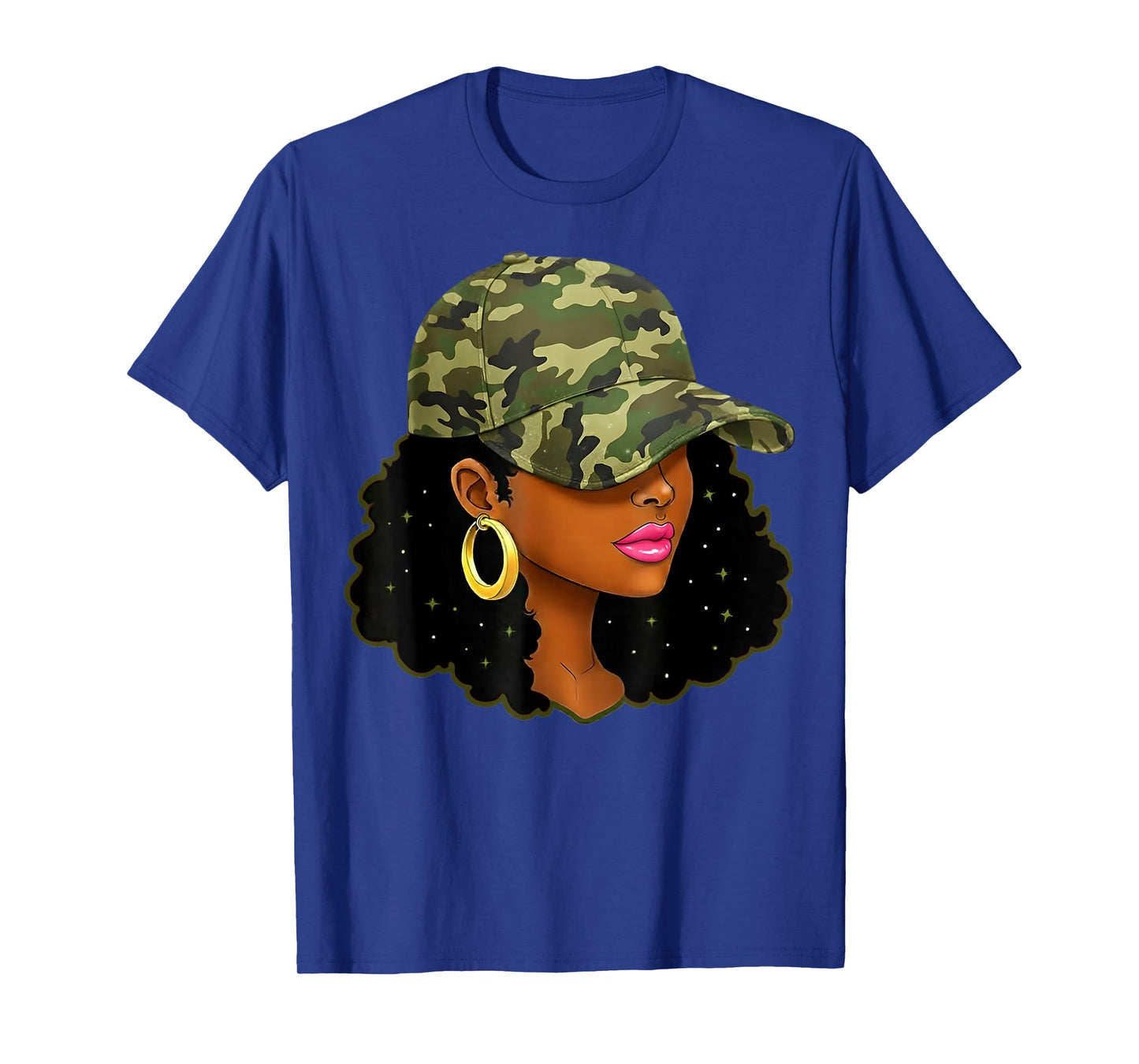 Queen Black Woman with Camo Cap Locs African American T-Shirt