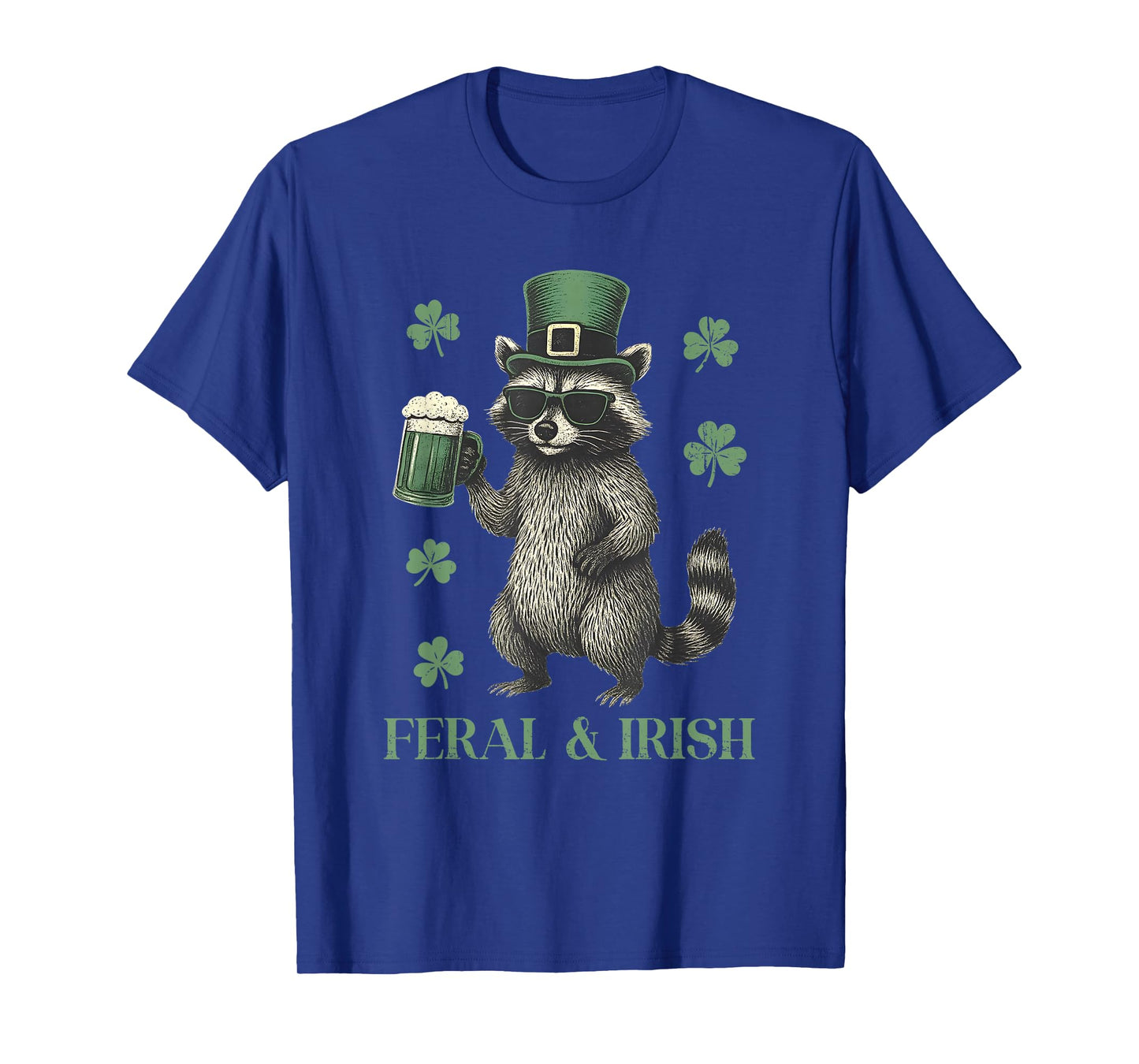Feral Raccoon & Shamrock St Patrick's Day, Funny Shenanigans T-Shirt