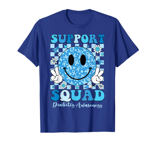 Support Squad Diabetes Awareness Shirt Blue Smile T1D Type 1 T-Shirt