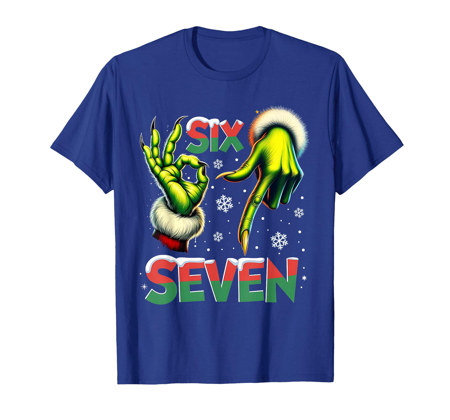 Six Seven Funny Green Hand Christmas Parody T-Shirt