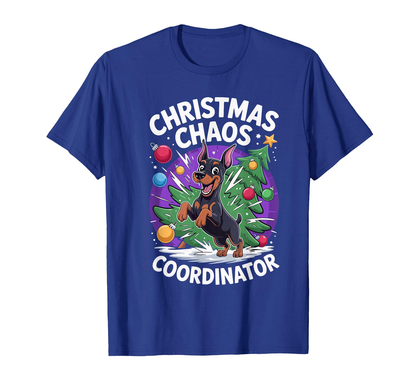Christmas Chaos Coordinator Puppy Funny Doberman Pinscher T-Shirt