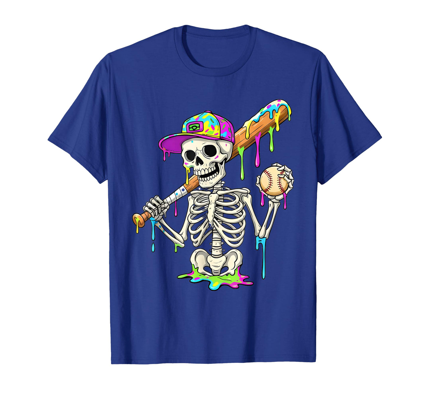 Skeleton Baseball Drip Boys Ice Cream Drip Youth Baseball T-Shirt