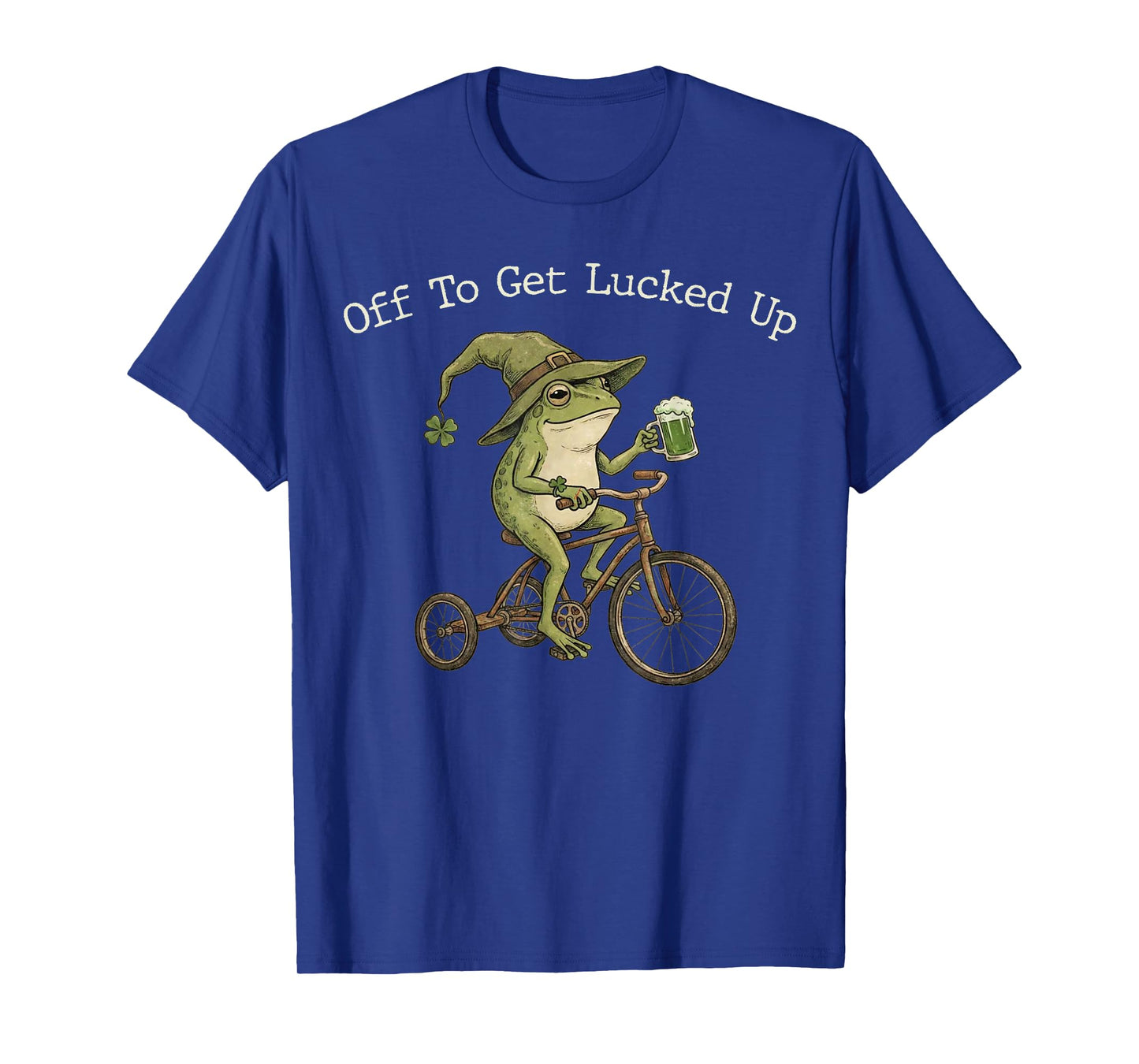 Off to Get Lucked Up St Patrick's Day Frog Bicycle Vintage T-Shirt