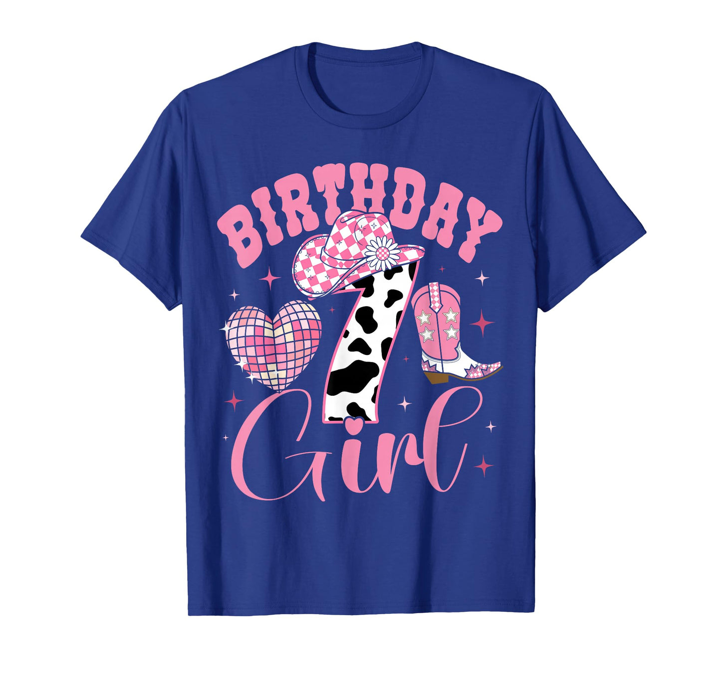 Happy 7th Birthday Girl Outfit Rodeo Western Cowgirl Cowboy T-Shirt