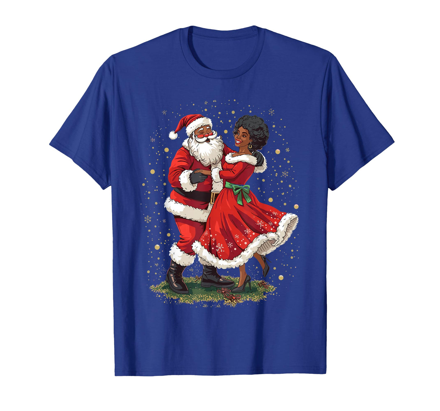 African American Santa Dancing with Mrs Claus for Christmas T-Shirt
