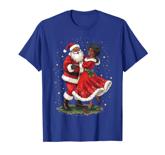 African American Santa Dancing with Mrs Claus for Christmas T-Shirt