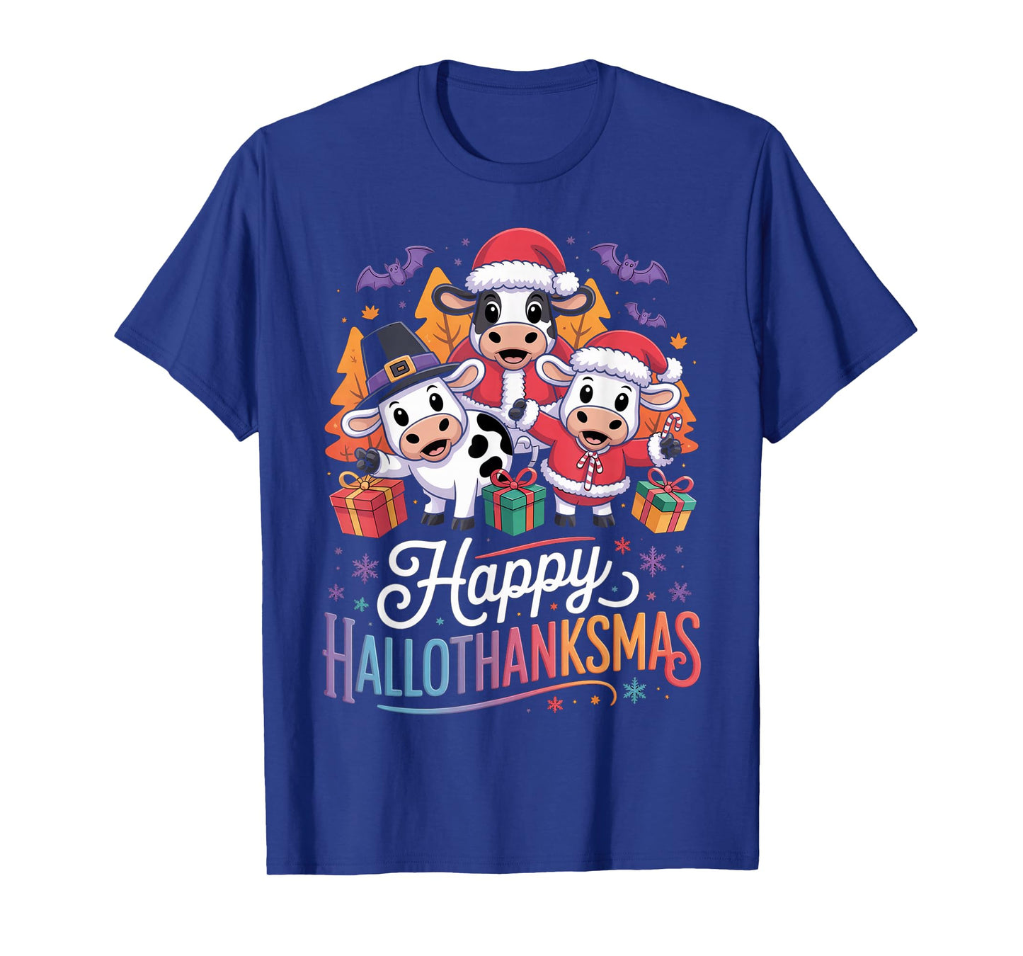 Happy HalloThanksMas Cows Gifts for Farmer T-Shirt