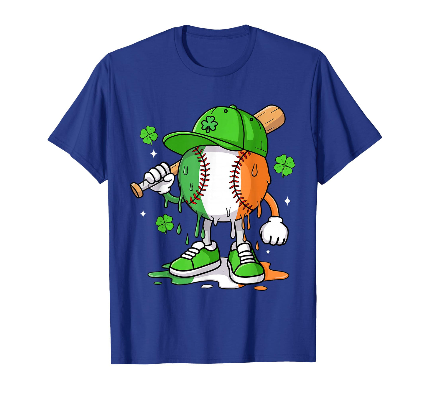 Boys St Patricks Day Irish Flag Kids Baseball Ice Cream Drip T-Shirt