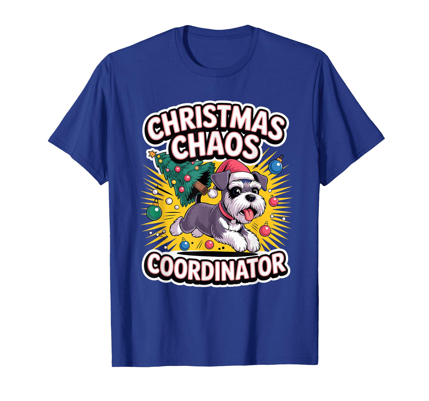 Christmas Chaos Coordinator Puppy Funny Mini Schnauzer T-Shirt