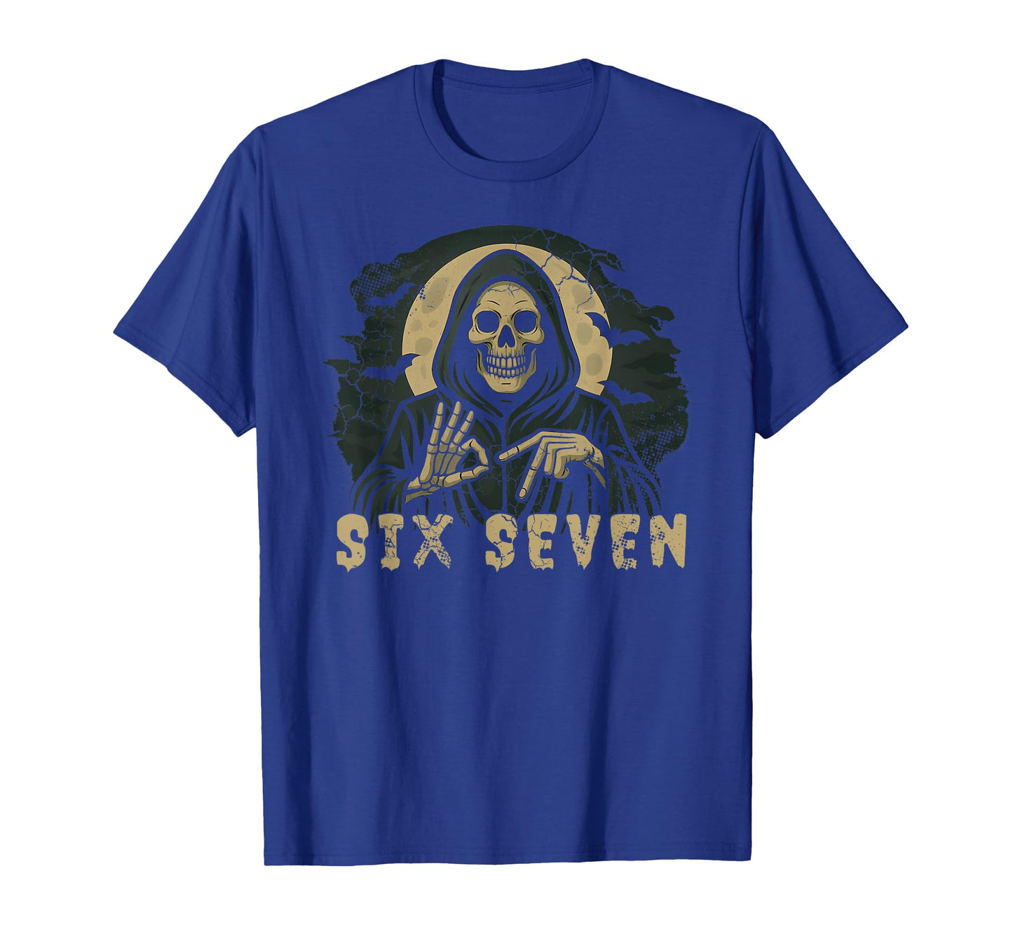Six Seven 67 Grim Reaper Halloween Skeleton Hand Sign T-Shirt