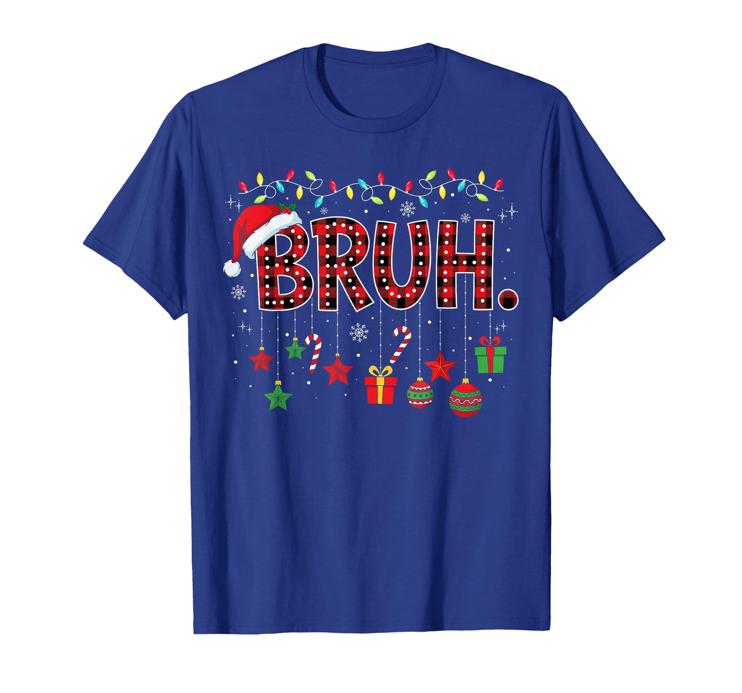 Bruh Funny Christmas Red Plaid Teens Boys Kids Xmas Pajamas T-Shirt