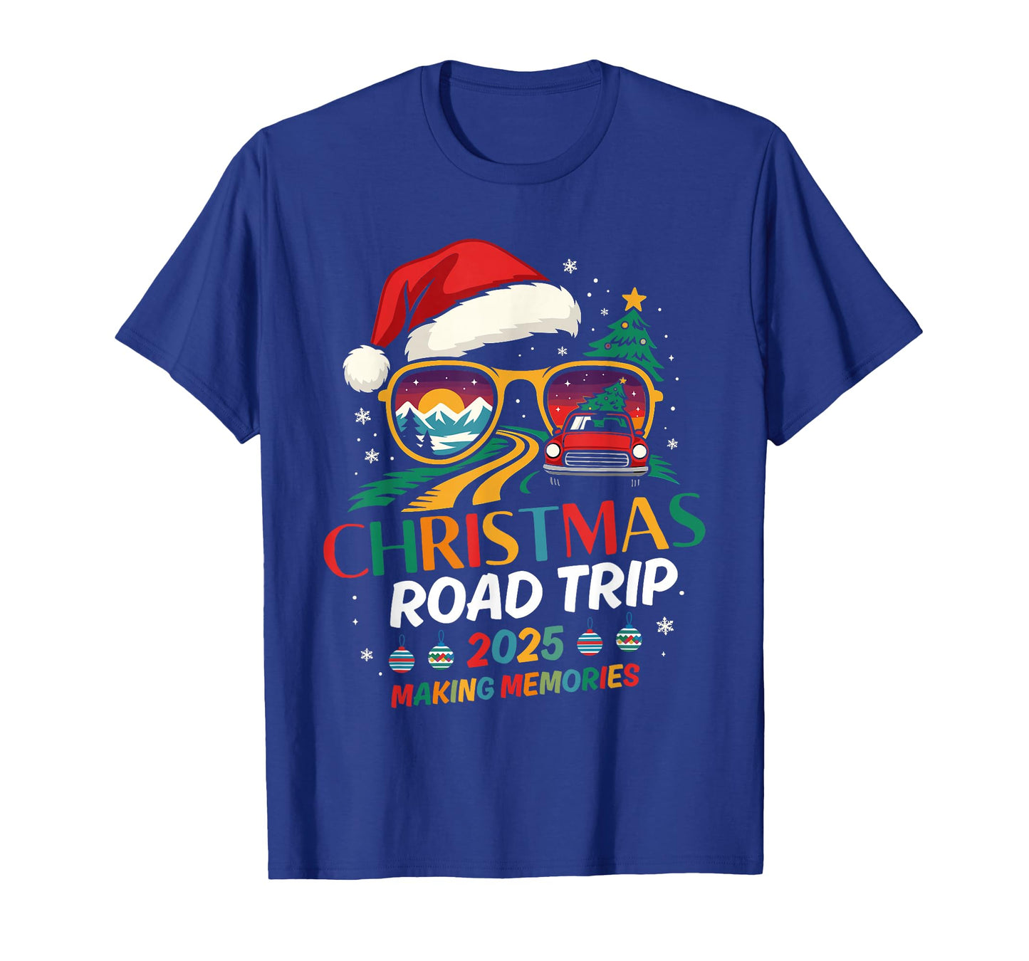 Christmas Road Trips 2025 Men Women Kids Family Matching Fun T-Shirt