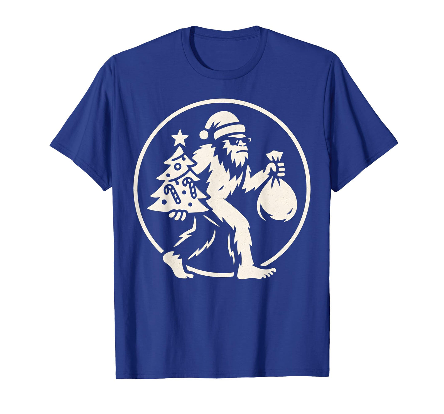 Christmas Bigfoot Carrying Tree and Bag Funny for Christmas T-Shirt
