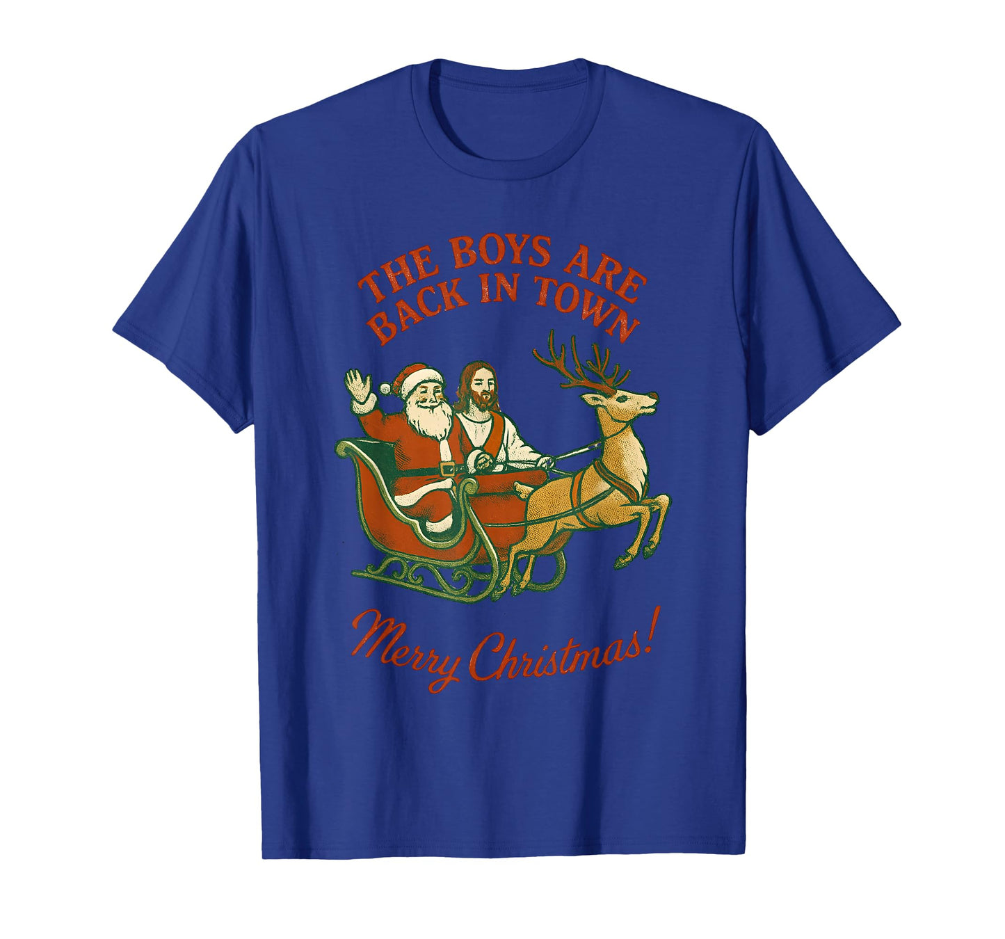The Boys are Back in Town Christmas Jesus and Santa Vintage T-Shirt