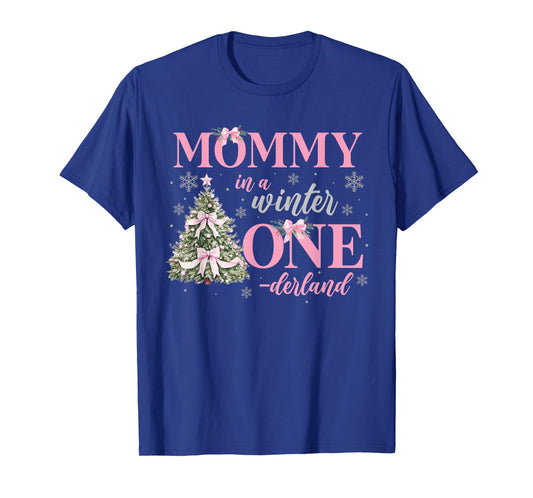 Mommy in a Winter Onederland Birthday Girl Christmas Tree T-Shirt