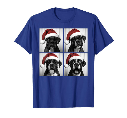 Funny Christmas Boxer Dog Santa Photo Booth T-Shirt