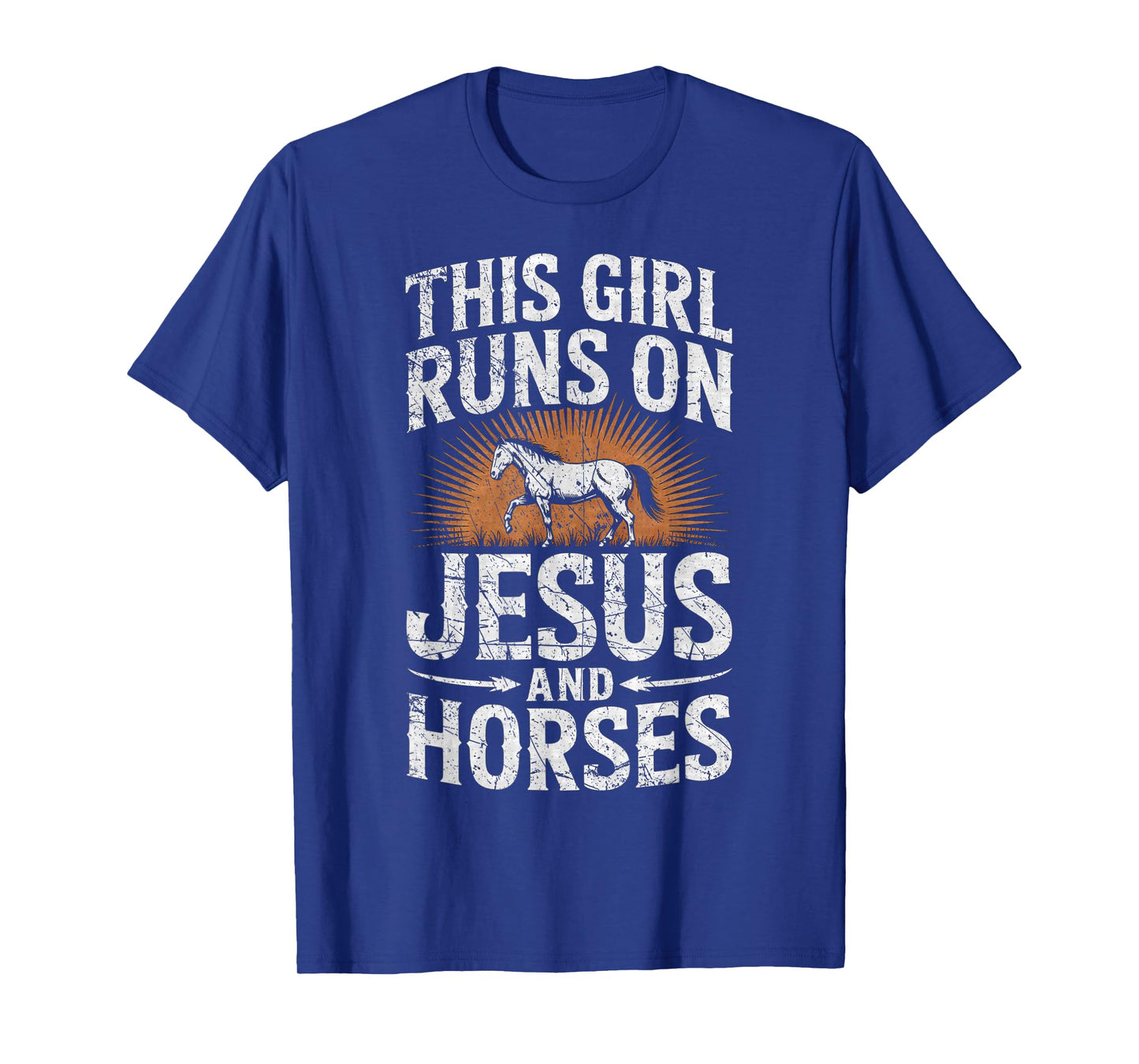 This Girl Runs On Jesus and Horses Horse Riding Equestrian T-Shirt