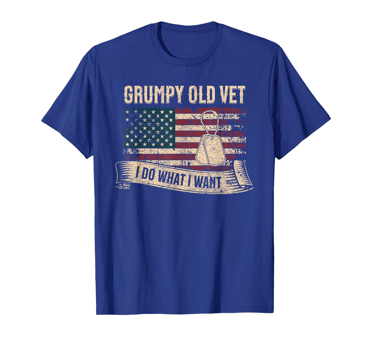 Grumpy Old Vet I Do What I Want Veteran USA American Flag T-Shirt