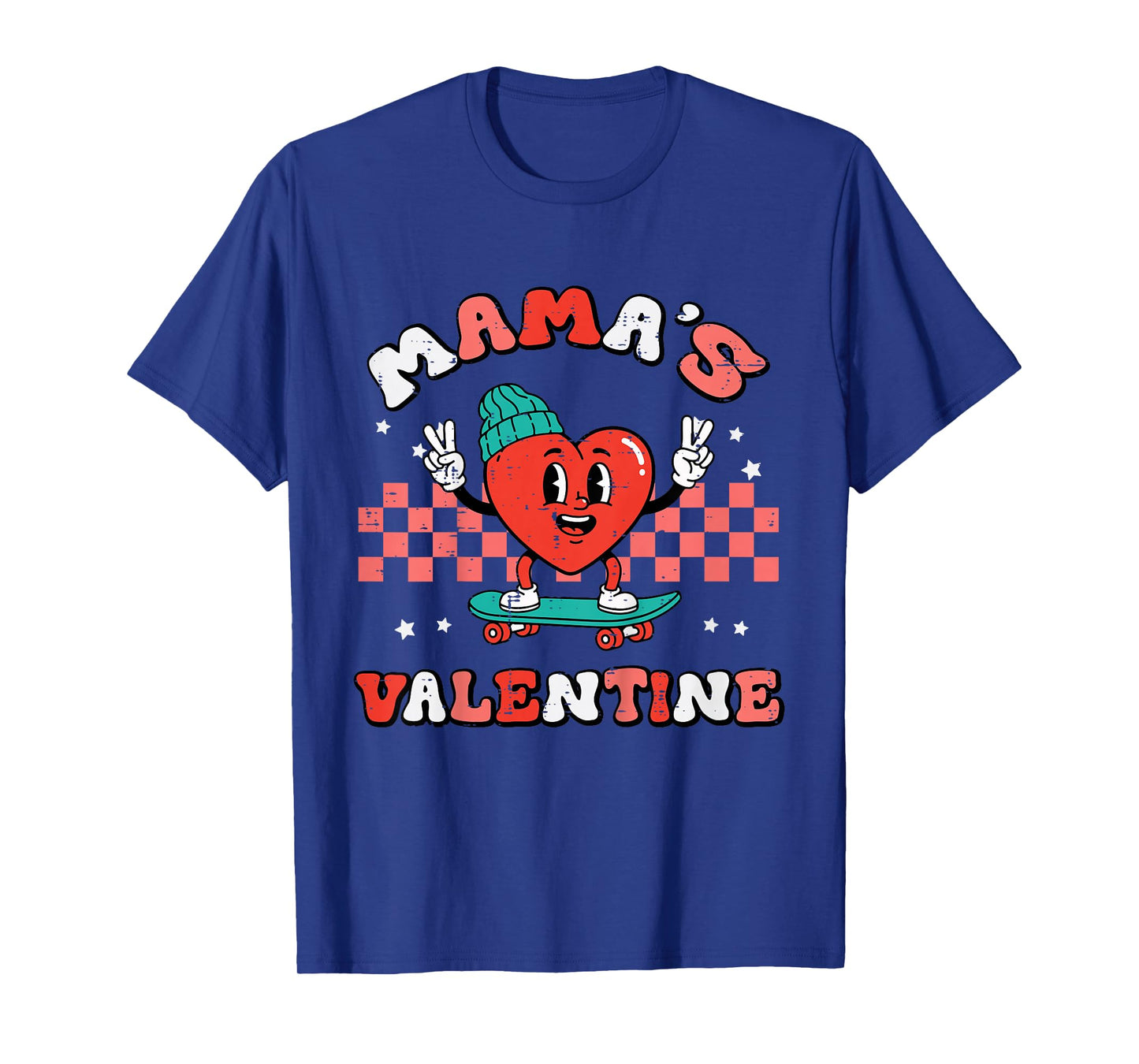 Kids Mamas Valentine Heart Skate Valentines Day Toddler Boys Kids T-Shirt