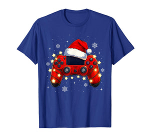 Christmas Video Game Controller Santa Hat Gamer Boys Mens T-Shirt