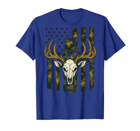 Camo Deer Hunting Elk Skull American Flag Christian Cross T-Shirt