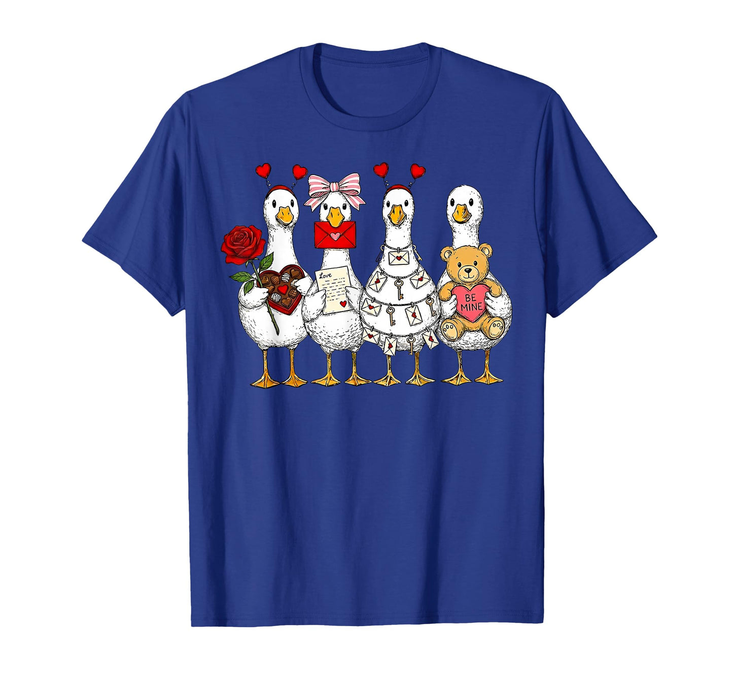 Funny Goose Happy Valentine Goose Cute Heart Lover Men Women T-Shirt