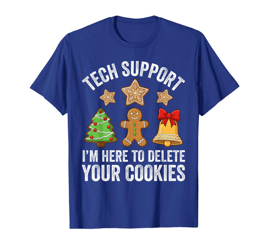 Men Boys Support Here to Delete Your Cookies Funny Christmas T-Shirt