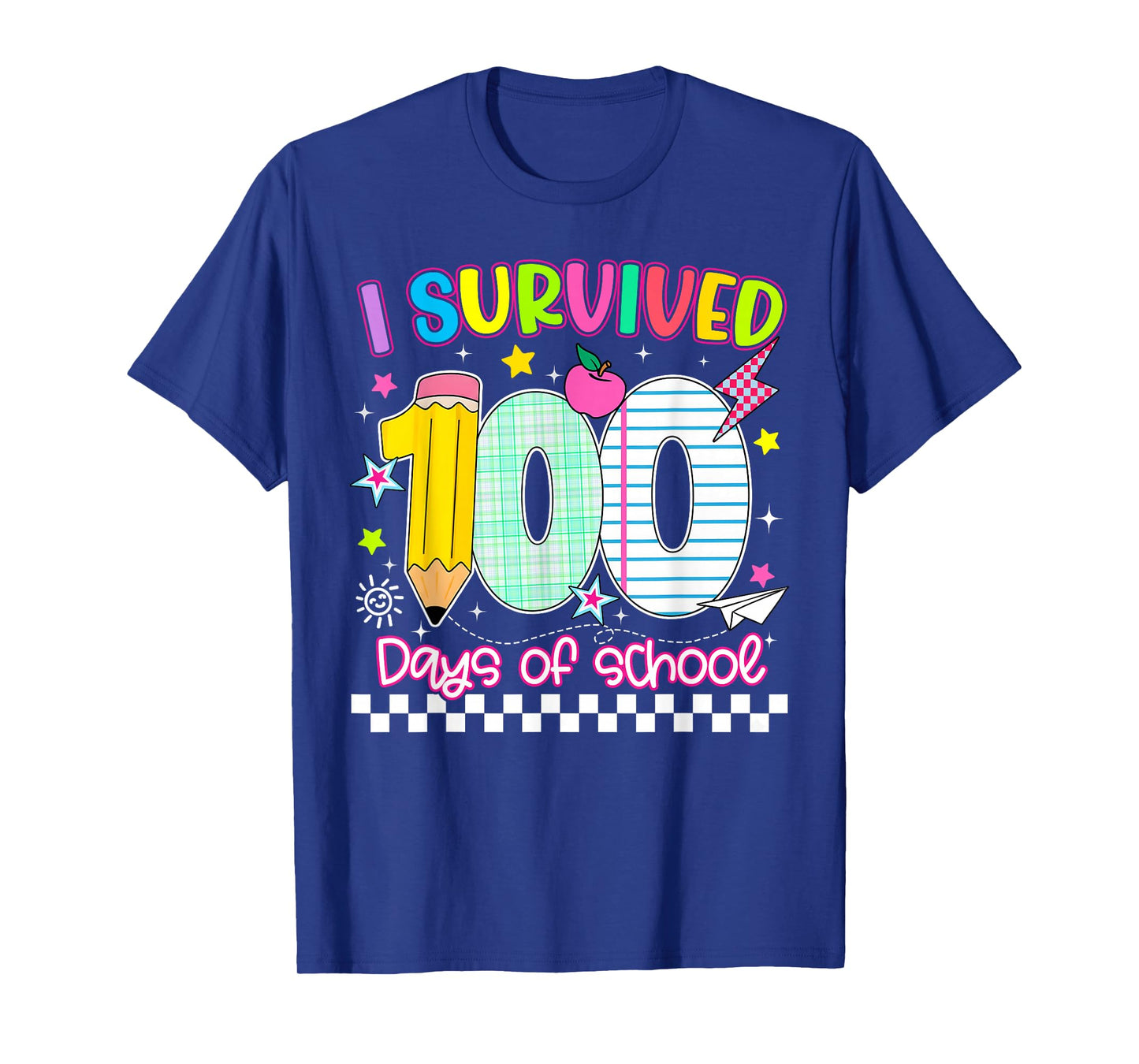I Survived 100 Days of School Pencil Funny Boy Girl Teacher T-Shirt