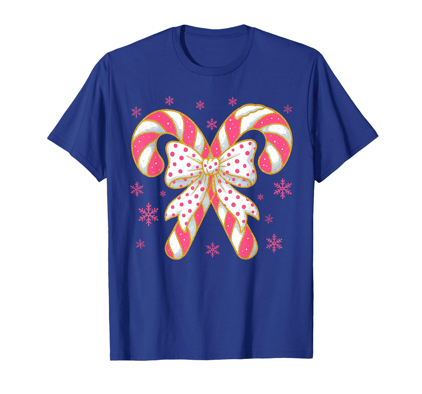 Coquette Bow Candy Cane Christmas Season Girls Womens Retro T-Shirt