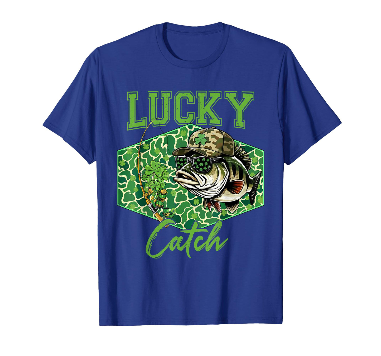 Lucky Catch Bass Fishing Fisherman St Patricks Day T-Shirt