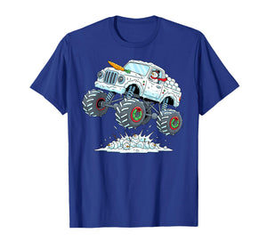Funny Snowman Riding Monster Truck Christmas Boys Kids T-Shirt