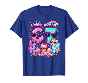 I was 6 Now I'm 7 Magical Rainbow Pony 67 Meme Kids Birthday T-Shirt