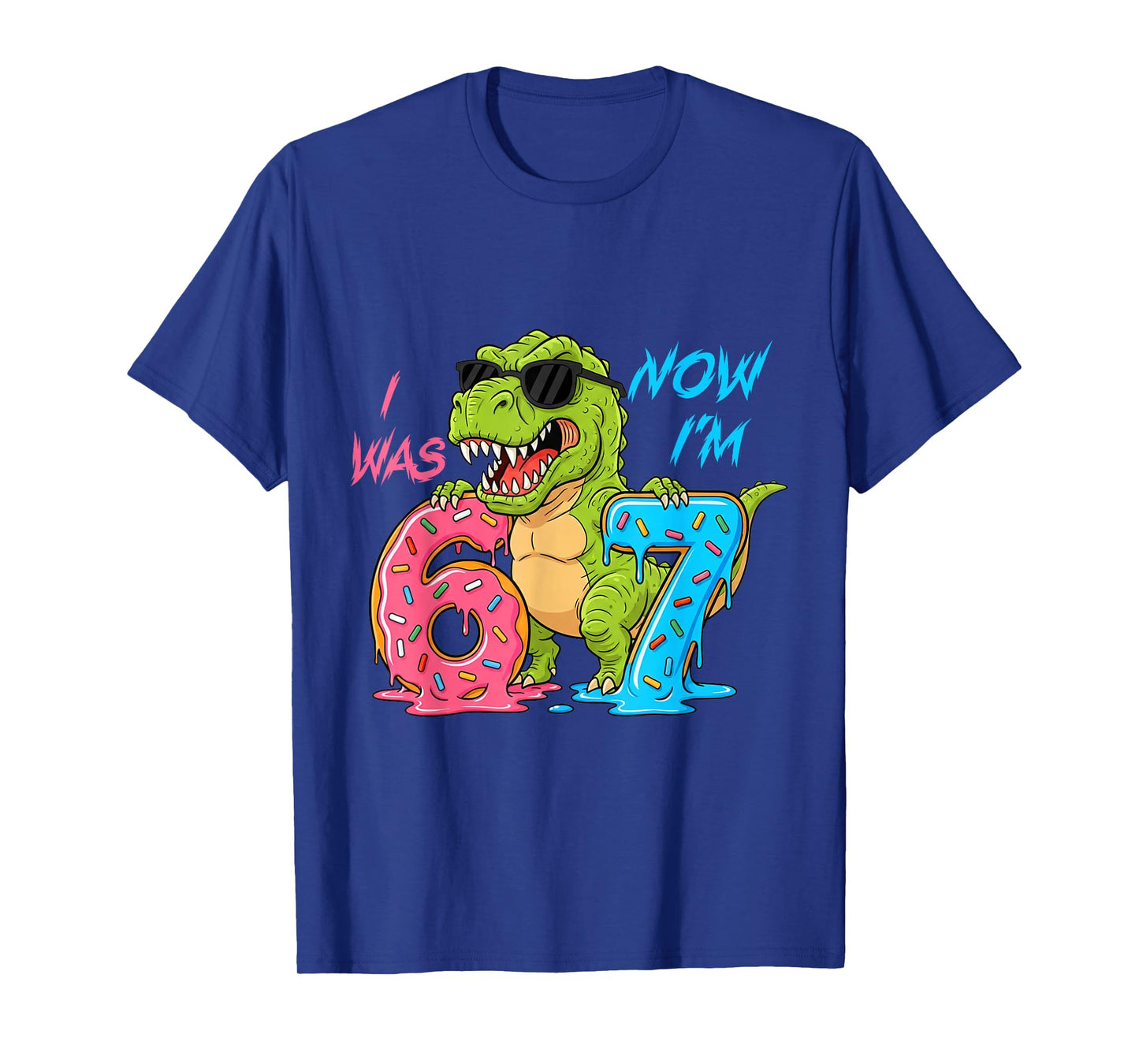 I was Six Now I'm Seven T-Rex Dinosaur 67 Meme 7th Birthday T-Shirt