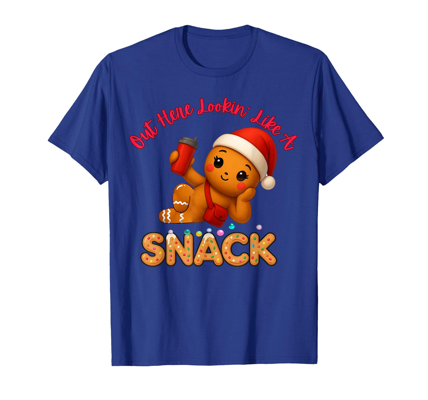 Out Here Looking Like A Snack Funny Xmas Light Gingerbread T-Shirt