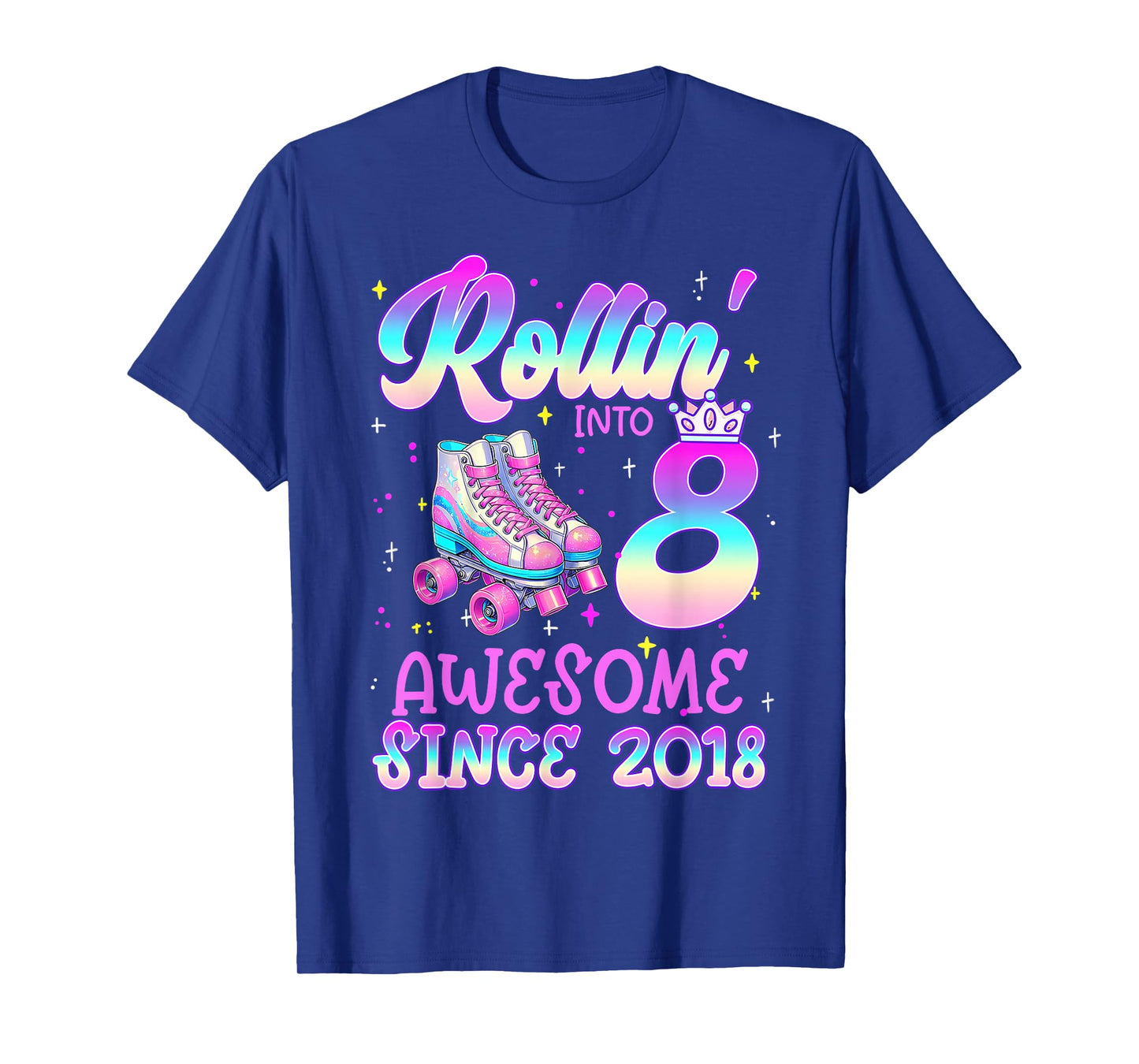 Rolling Into 8 Year Old 8th Birthday Girl Roller Skating T-Shirt