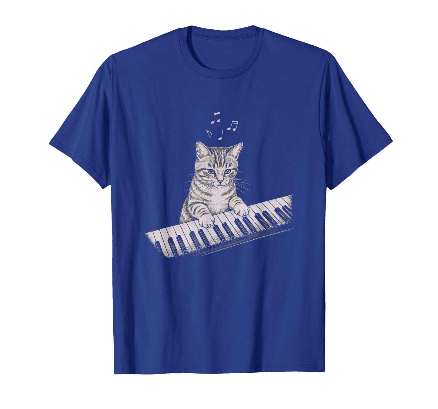 Cute Cat Playing Keyboard Drawing Art Design T-Shirt